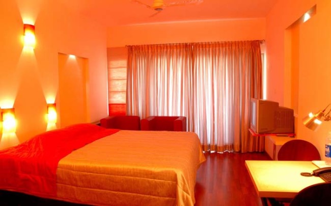 monochrome interior monochromatic interiors orange palette rainbow which hotel