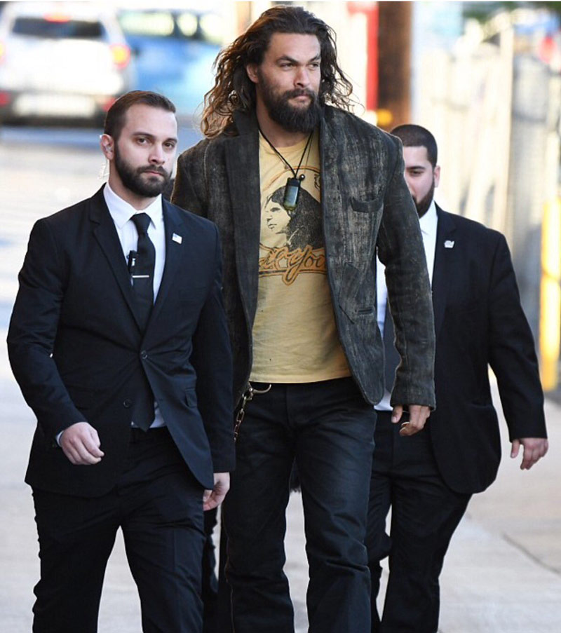 Jason Momoa's bodyguards look like mini bosses you have to beat before