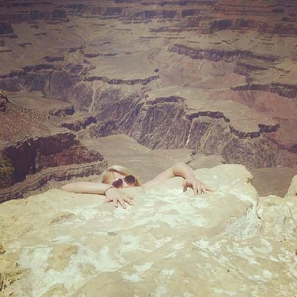 Wife and I visited the Grand Canyon. Her mother is a worry wort and told us to be careful, so she sent her this