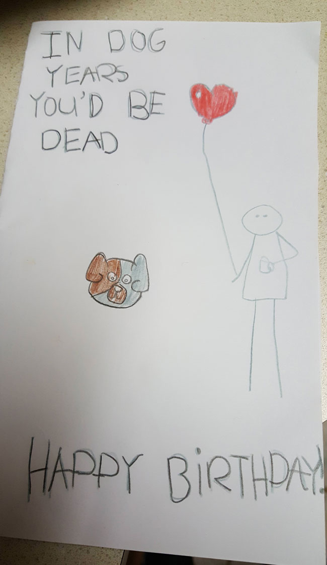 My girlfriend's daughter made me a birthday card