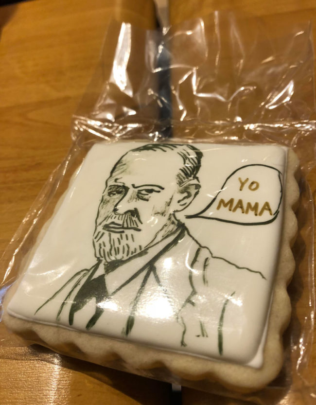 Friends congratulated me on getting into a psych PhD with Freud cookies