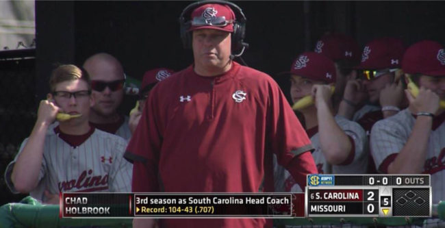 Important conference call went down in the South Carolina dugout today