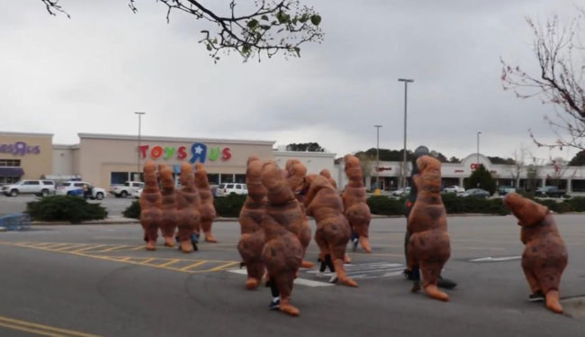 Wild group of dinosaurs claiming Toys R us for the extinct