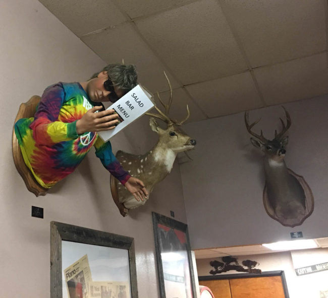 They mounted a vegan to the wall at my local butcher shop