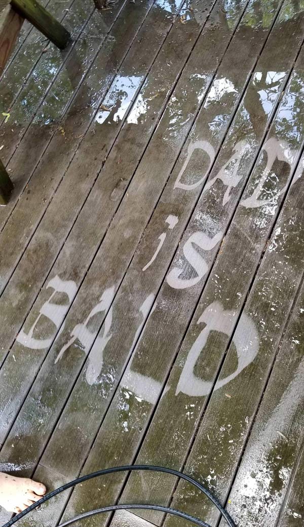 My kid's grounded and she had to help power wash the deck. I came back to this. Grounding extended