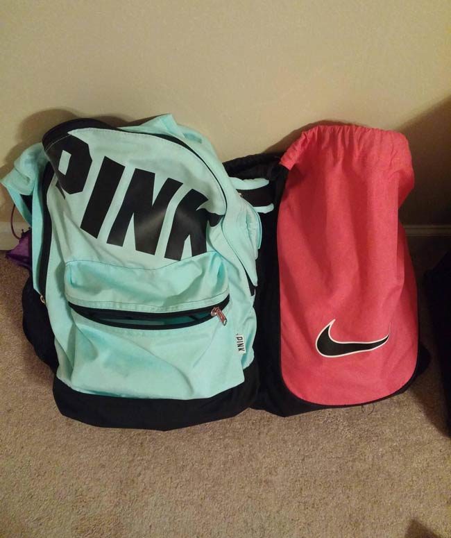 My girlfriend asked me to bring her her pink bag. I'm confused