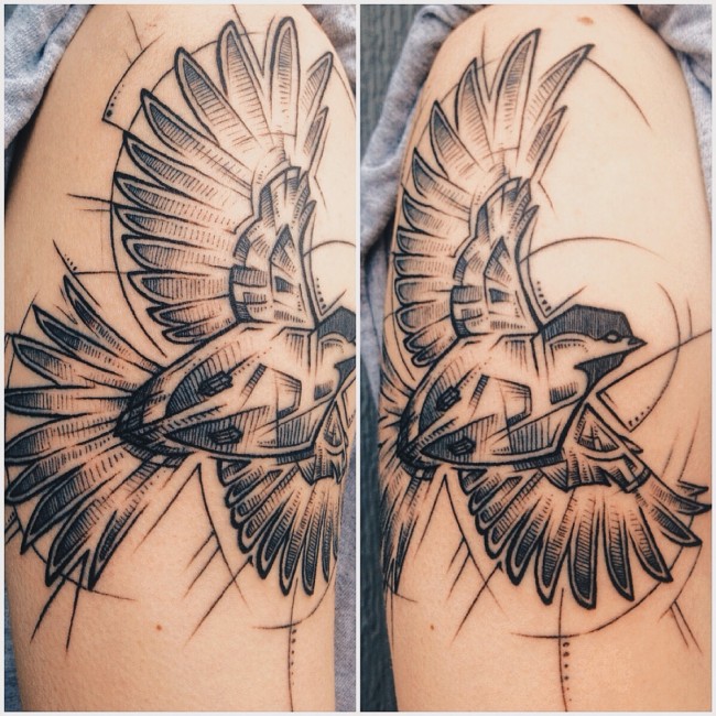 Chickadee Tattoo by Melanie Steinway @ Urban Element Tattoo in Denver, CO