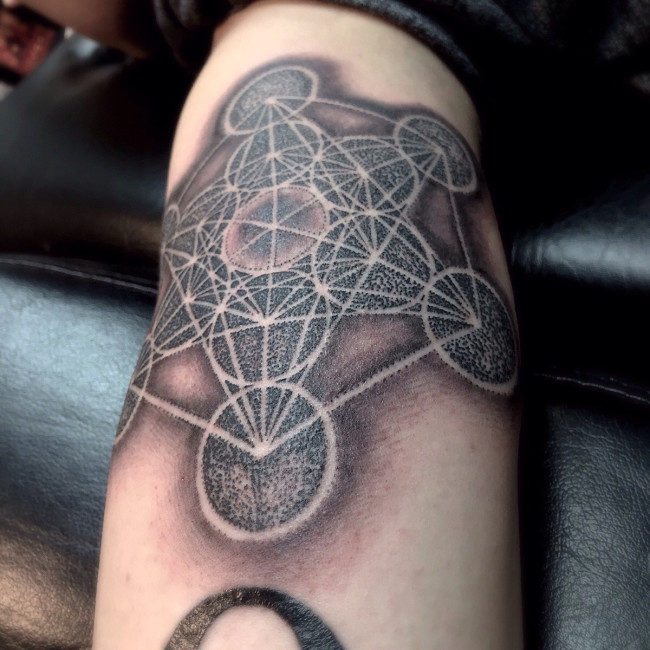 Metatron's cube done by Tyler Nolan at Vatican Tattoo Studios in Fort Lauderdale, FL