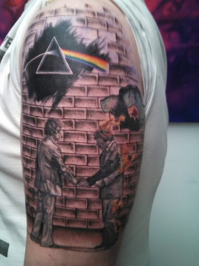 Pink Floyd mash up basically finished by Dominick Cali at Michael Angelo Ink in Medford NY.