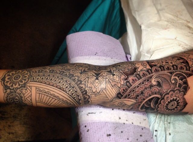Sleeve in progress by Robert Alleyne @ Charmed Life Tattoo, Lexington KY