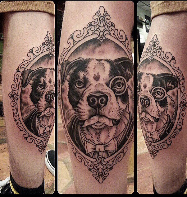 WIP portrait of my Boston terrier that passed away 4 years ago. Done by Craig Secrist at Heart of Gold, Salt Lake City.
