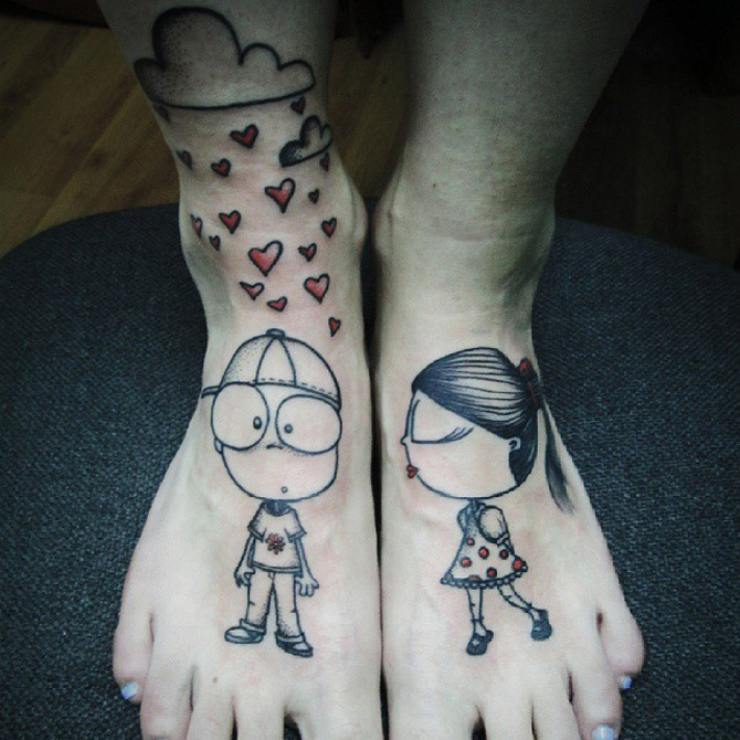 Boy Girl Love Foot Tattoo
