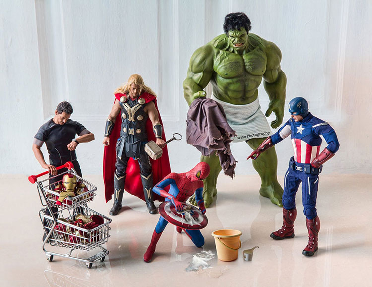 Cleaning, Funny Superheroes by Edy Hardjo 