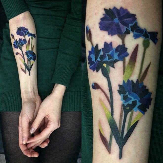 Lovely Cornflowers Tattoo