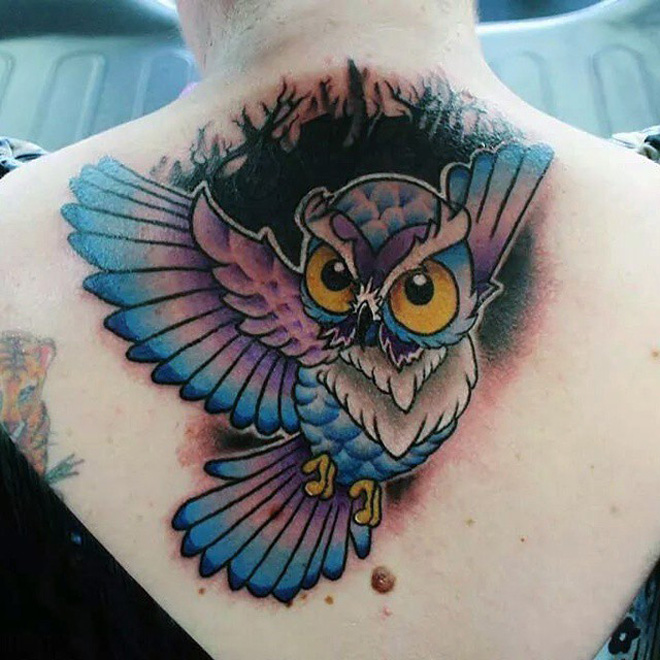 Tattoo uploaded by Kirill Mamontov • #owl #owltattoo #animal #wings #back  #bigtattoo #realistic #realism #blackandgrey #madmamont • Tattoodo
