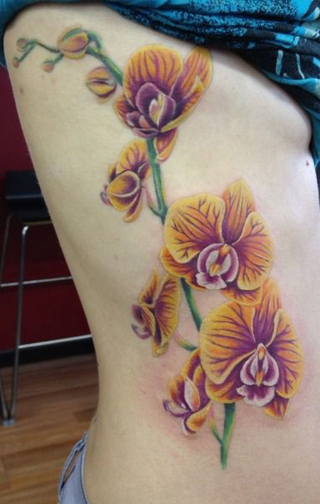 Orchid Side Tattoo Design
