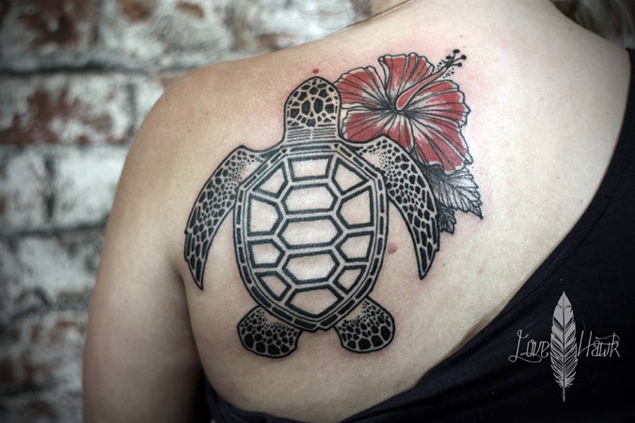 Turtle flowers back design 2015