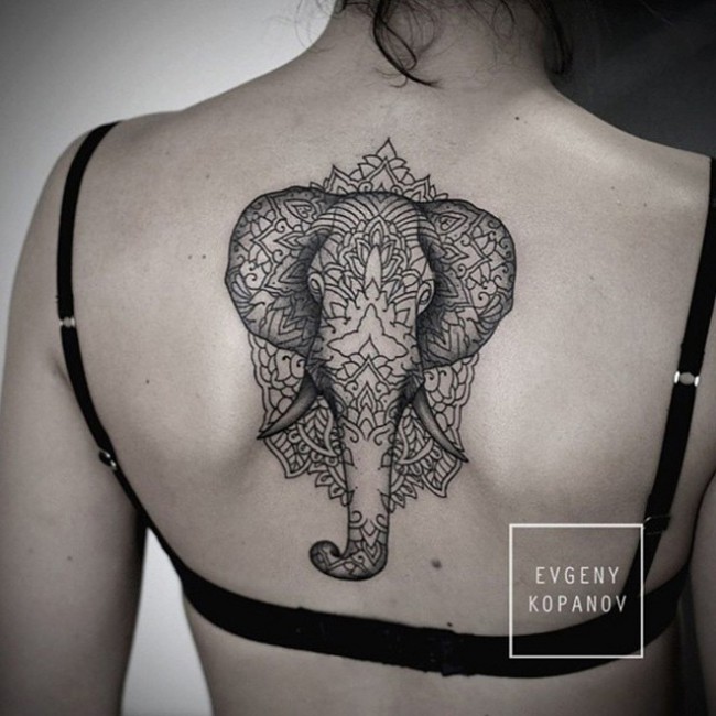Womens Elephant Back Tattoo