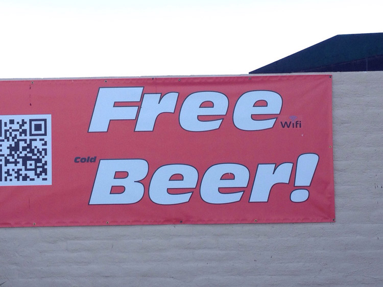 Free Wi-Fi Cold Beer Sign