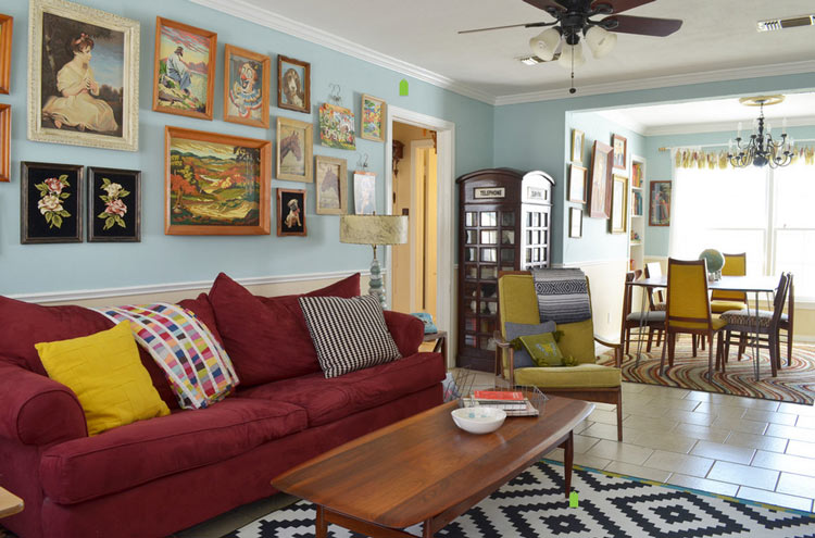 Living Room Phone Booth with Shelves