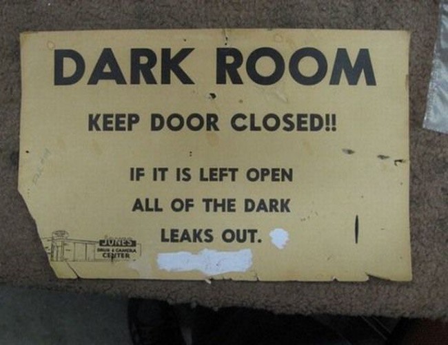 Dark Room Sign.