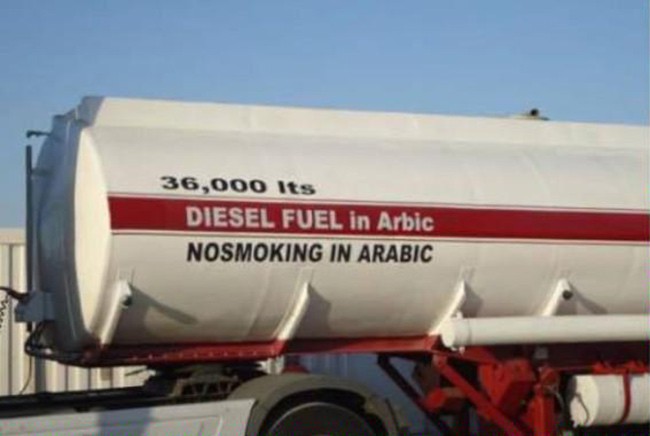 Could you write 'Diesel Fuel' and 'No Smoking' in Arabic?