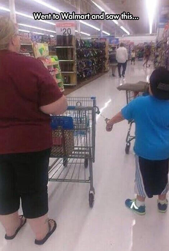 Handcuff your kid to the shopping cart