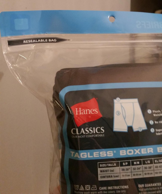 Resealable Boxers Bag