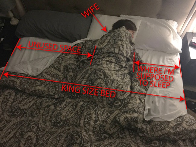 So glad we bought a King size bed.