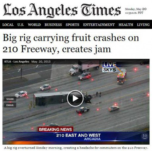Fruit truck creates jam