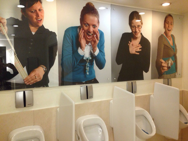 In the bathroom in Antwerp today. I used the urinal on the right.