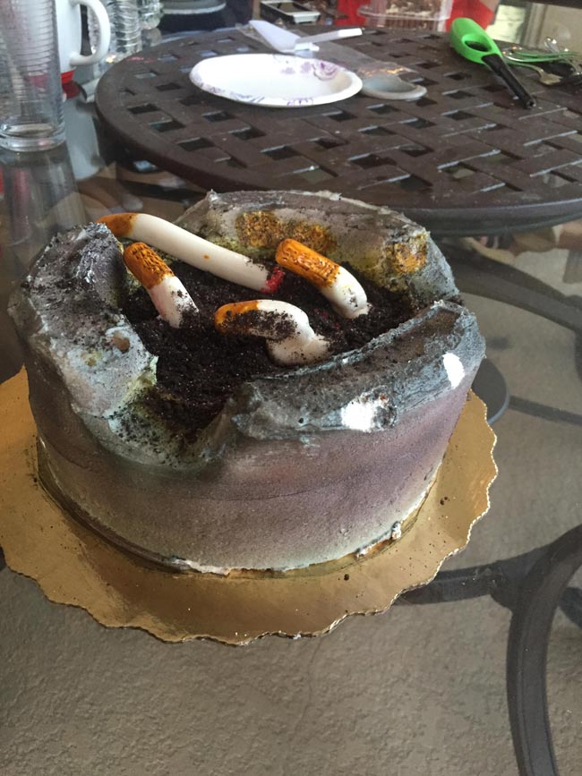 My friend made me an ashtray birthday cake..