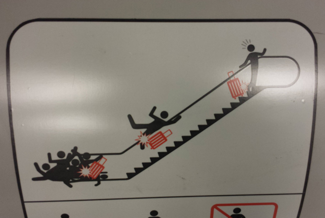 Sadly, human bowling is discouraged on the escalators.