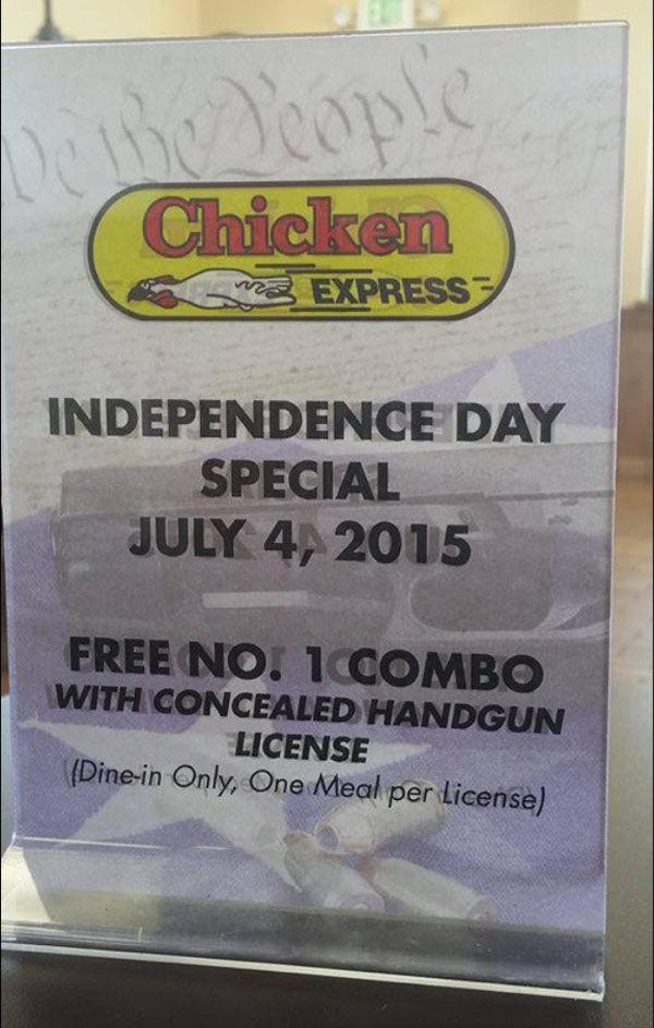Free chicken with gun license