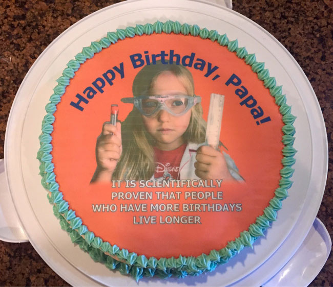 Funny science birthday cake