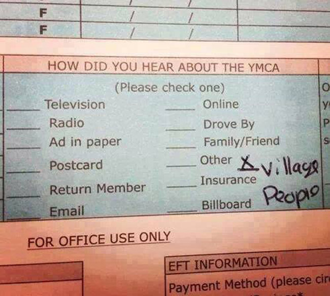 YMCA sign up form