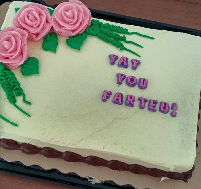 My new girlfriend said she'd never fart in front of me. She let one slip last night, so I got her a cake to celebrate.