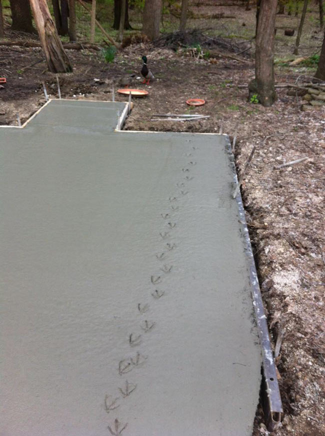 Footprints in concrete