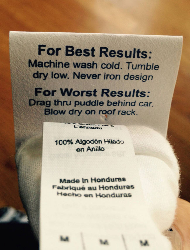Really helpful instructions on this shirt