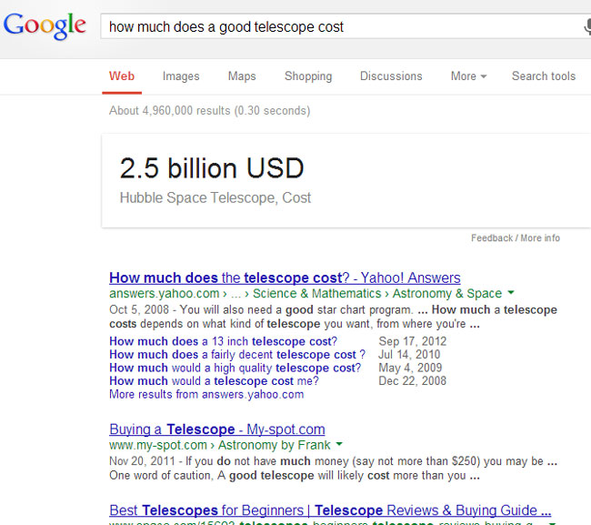 How much does a good telescope cost? Thanks Google!