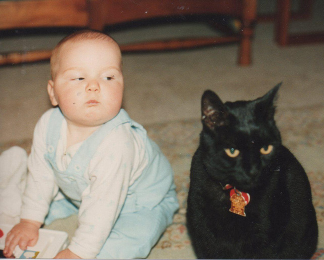 My brother learned to be wary of cats from a young age