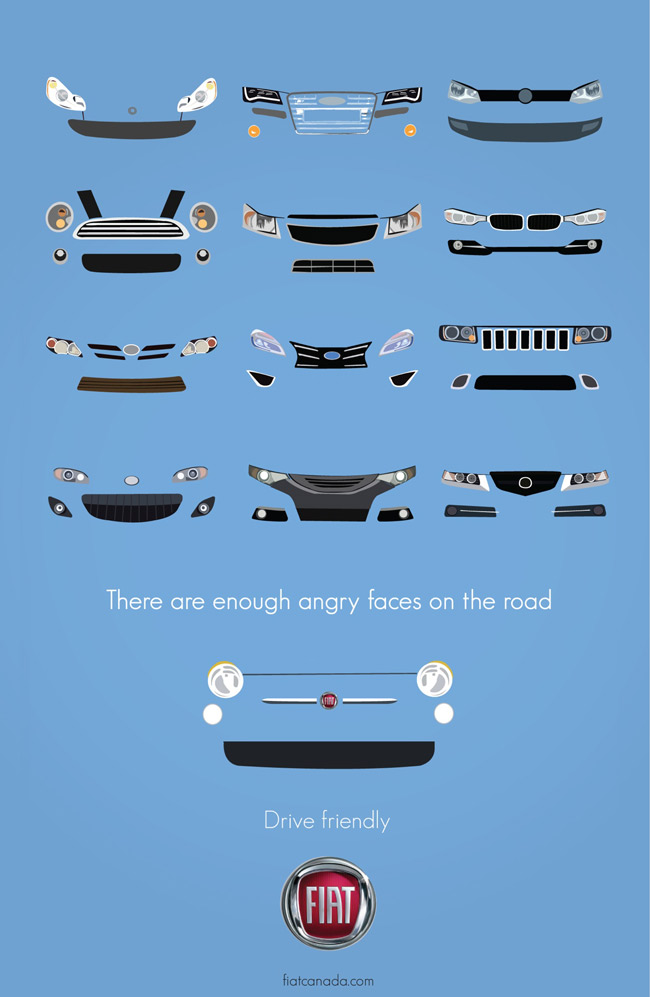 Car faces...advert by FIAT.