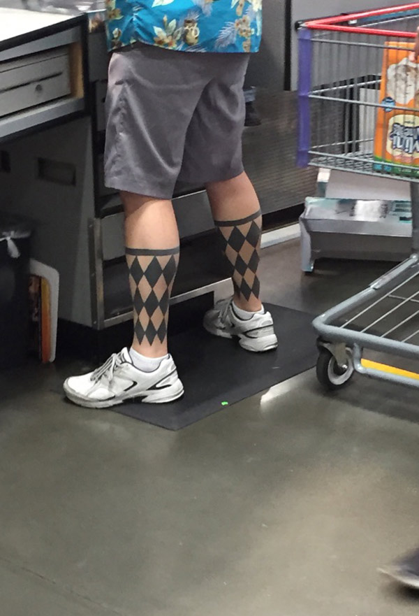 This guys argyle sock tattoo.