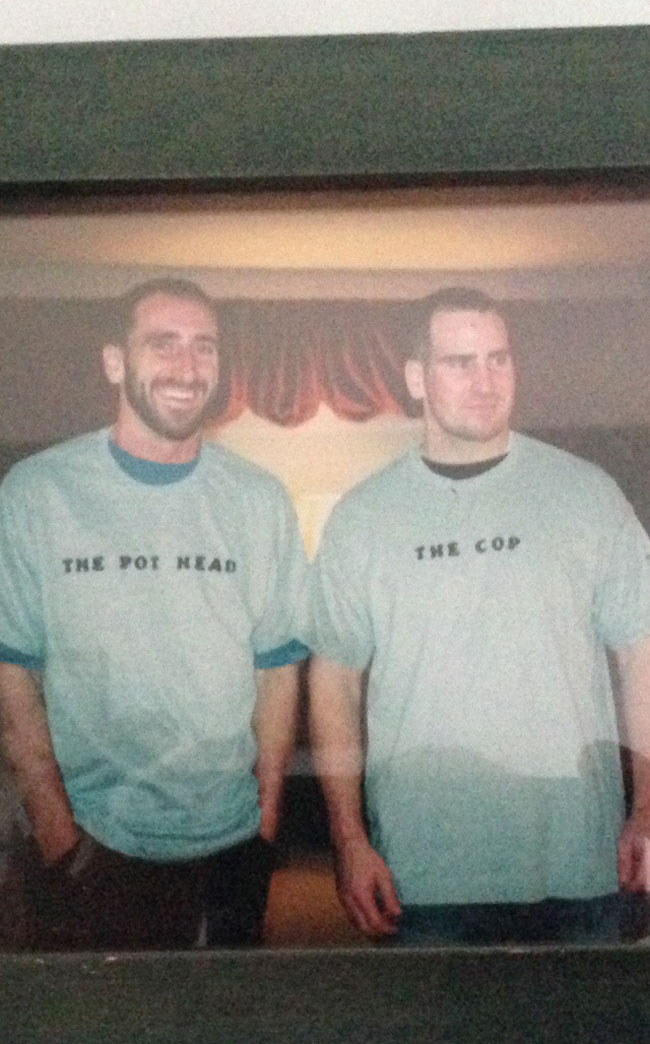 An old pic of a buddy of mine and his bro at their parents house. Who genuinely looks happier?