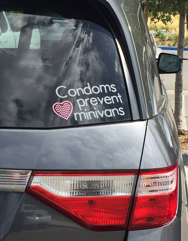 This sticker on a minivan