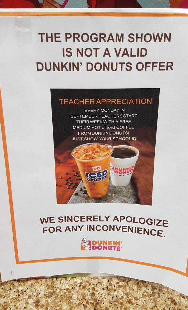 Someone made a fake coupon for dunkin donuts