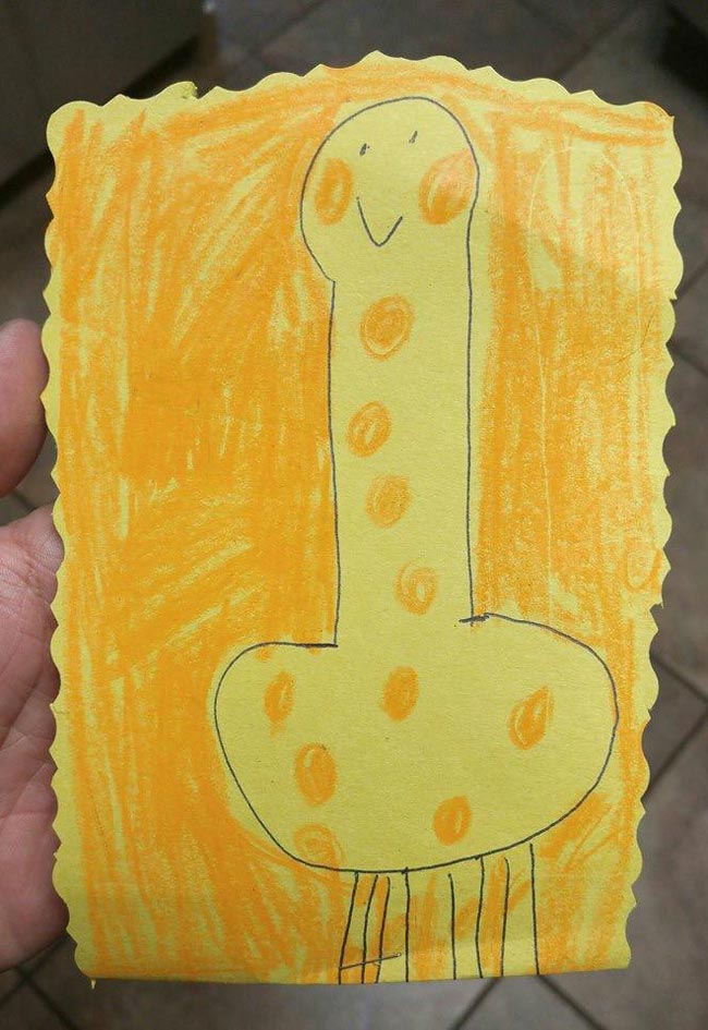 My friends daughter drew him a "giraffe" in school today... What do you guys think?