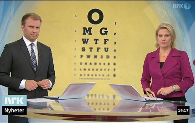 National news in Norway did a piece on eye tests. Anchors had no clue