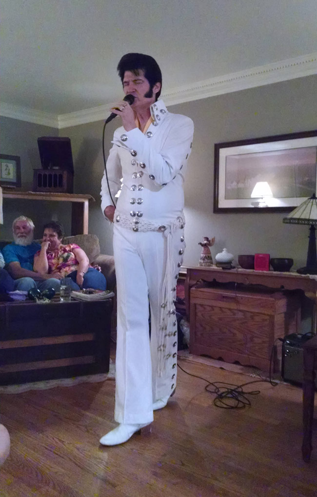 My family is pretty odd. Tonight, my mom hired an Elvis impersonator and didn't tell anyone about it