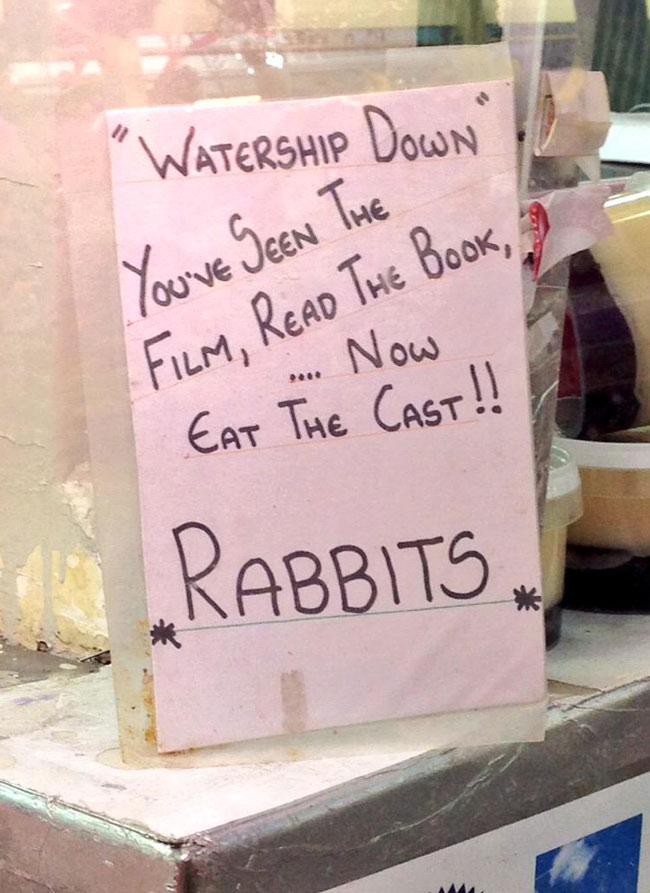 The butcher in Cardiff market has a strange sense of humor